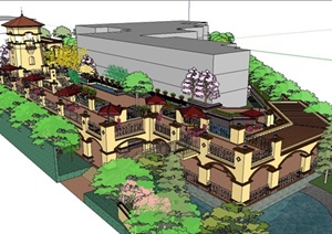 某欧式风格住宅小区休闲广场景观规划设计SU(草图大师)模型