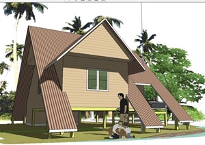 某东南亚风格林中别墅建筑设计SU(草图大师)模型