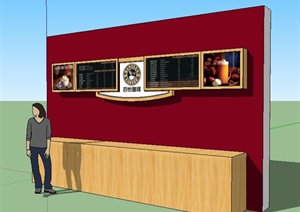 咖啡店背景墙设计SU(草图大师)模型