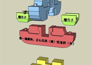 斗拱中式构件SU(草图大师)模型