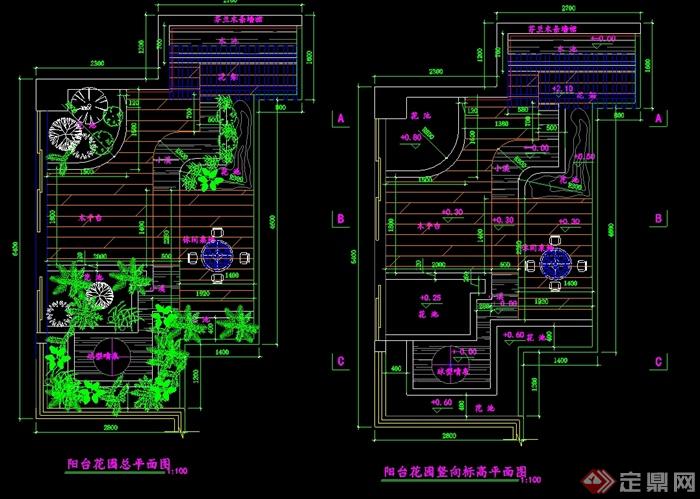某现代风格阳台花园设计cad施工图纸原创