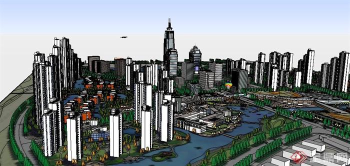 现代化城市规划建筑设计Su模型(3)