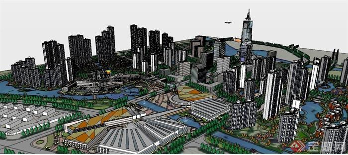 现代化城市规划建筑设计Su模型(4)