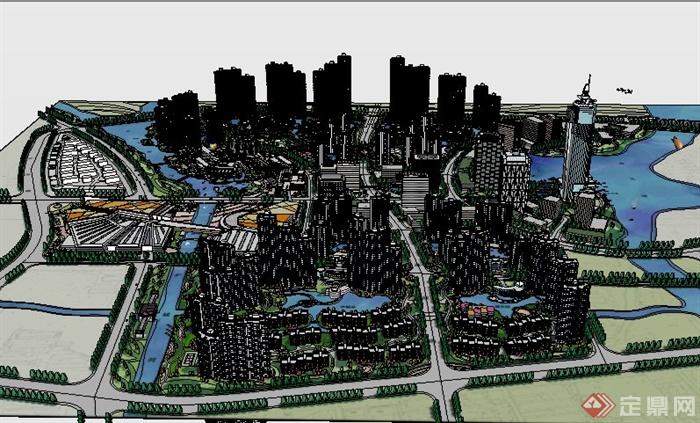 现代化城市规划建筑设计Su模型(5)
