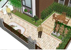 某精致现代风格别墅庭院花园景观规划设计SU(草图大师)模型