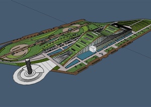 现代风格滨水城市规划详细设计SU(草图大师)模型