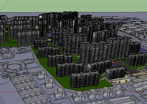 简约高层居住区建筑设计SU(草图大师)模型
