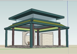 现代简约平顶景观亭设计SU(草图大师)模型