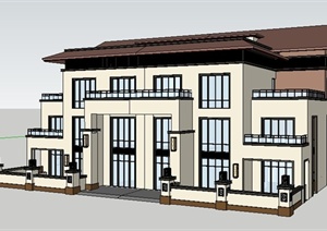 新古典精美别墅住宅建筑单体设计SU(草图大师)模型