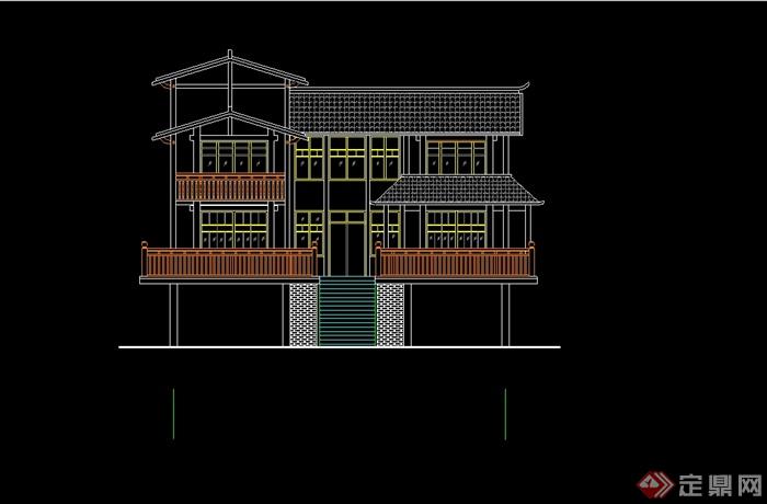 日式风格详细二层别墅建筑设计cad施工图(2)