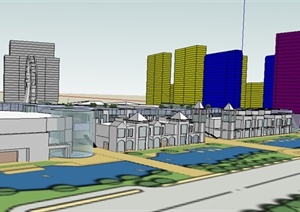 现代商业社区城市规划设计SU(草图大师)模型