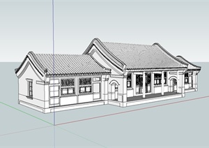 古典中式风格详细四合院住宅建筑设计SU(草图大师)模型