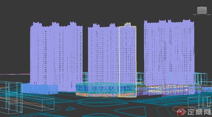 简欧住宅小区公寓楼建筑3dmax模型(4)