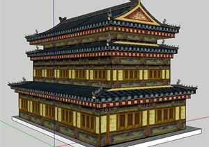 精美古建文化建筑设计SU(草图大师)模型