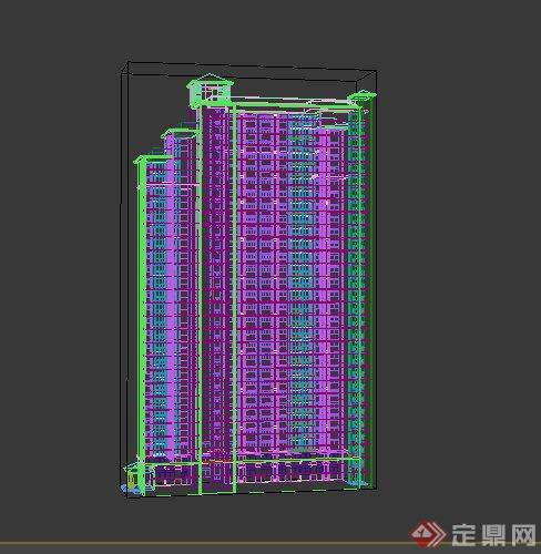 现代高层公租房住宅楼建筑设计3dmax模型(3)
