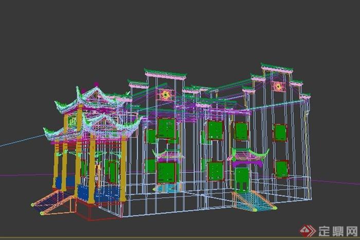 古典中式祠堂建筑设计3dmax模型(5)
