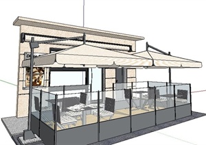 现代户外餐厅设计SU(草图大师)模型