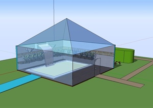 现代风格玻璃农村生态大棚设计SU(草图大师)模型