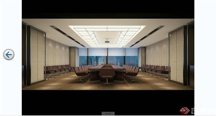 某现代风格办公空间室内装饰设计CAD施工图含JPG效果图(2)