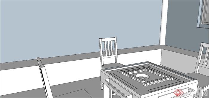 某现代风格单独棋牌室建筑设计SU模型(3)