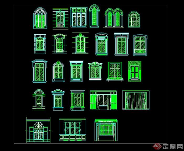 欧式传统建筑元素窗户窗台设计cad方案(1)