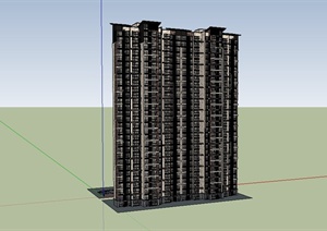 某细致现代风格高层住宅建筑设计SU(草图大师)模型