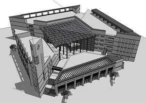 某现代风格详细大学图书馆建筑设计SU(草图大师)模型