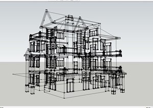 某英式风格别墅建筑结构设计SU(草图大师)模型