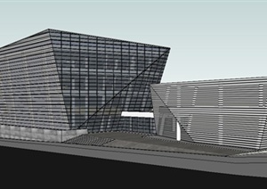 某现代风格博览馆建筑设计SU(草图大师)模型