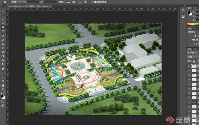 某现代风格详细广场景观设计psd效果图(2)