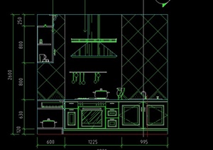 某现代风格厨房橱柜设计CAD方案图