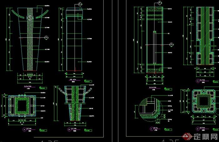 欧式风格景观柱设计合集CAD方案(1)