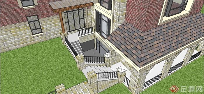 某英式风格独栋豪华别墅建筑设计SU模型含CAD施工图(13)
