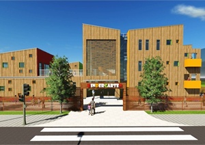 现代风格完整的多层幼儿园建筑楼设计SU(草图大师)模型含cad方案