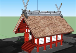 某日式风格住吉神社文化建筑设计SU(草图大师)模型