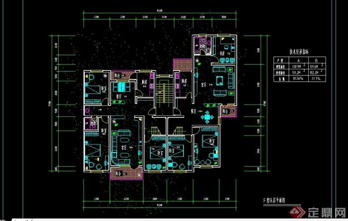 某现代风格住宅户型图设计CAD方案(3)