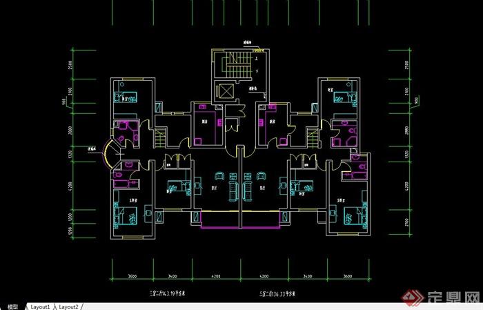 某现代风格住宅户型图设计CAD方案(5)