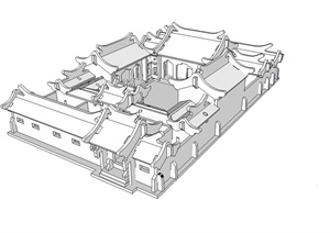 北京四合院住宅建筑设计SU(草图大师)模型