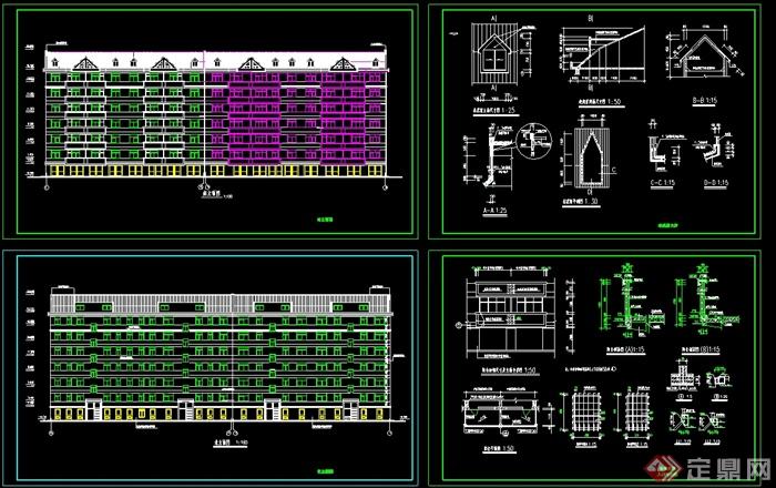 某欧式风格详细多层宿舍楼建筑设计cad施工图(2)