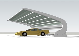 太阳能车棚设计SU(草图大师)模型