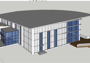 某现代风格报告厅建筑设计SU(草图大师)模型含CAD方案