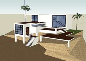 现代风格多层详细的别墅建筑设计SU(草图大师)模型