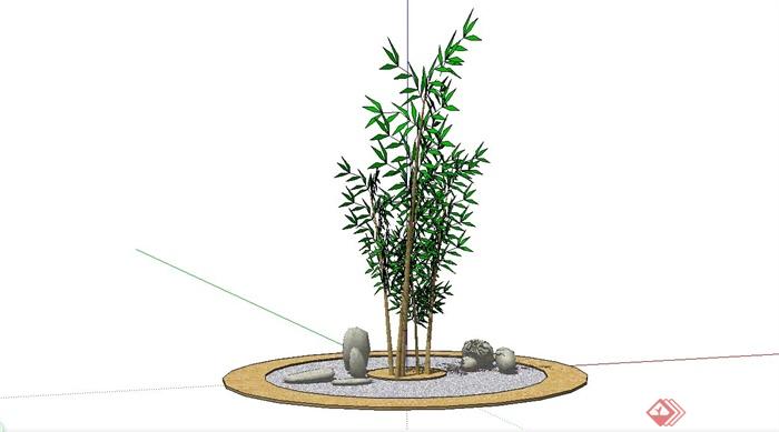某现代风格圆形树池设计SU模型(1)