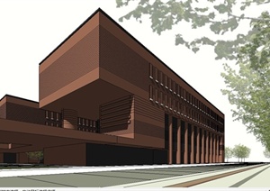 某现代主义风格学校建筑设计SU(草图大师)模型