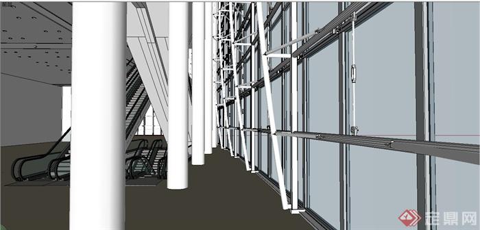 某现代风格商场室内电梯设计SU模型(2)