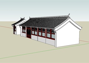 古典中式风格详细四合院厢房建筑设计SU(草图大师)模型