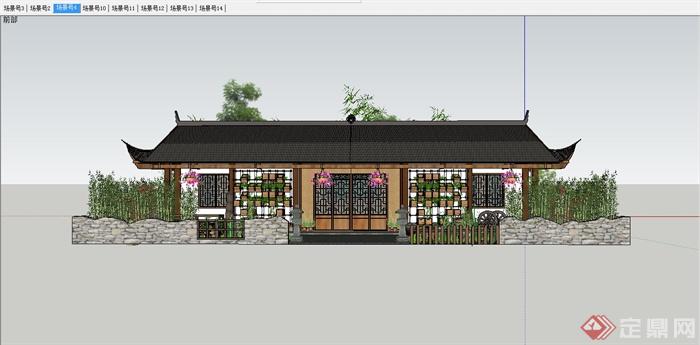 某中式白族特色民宿住宅庭院景观规划设计SU模型(10)