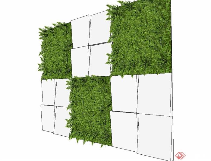 某园林景观墙体立体绿化设计SU模型(1)