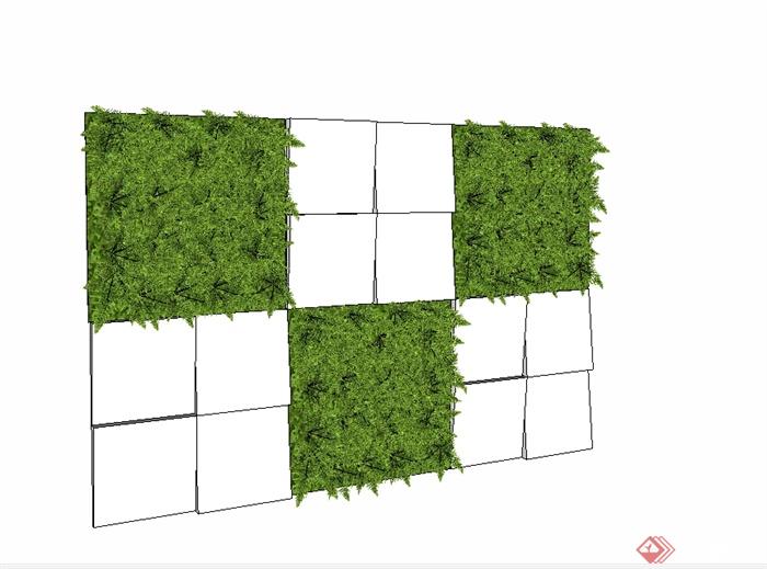 某园林景观墙体立体绿化设计SU模型(2)
