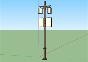 现代中式风格详细木质路灯设计SU(草图大师)模型